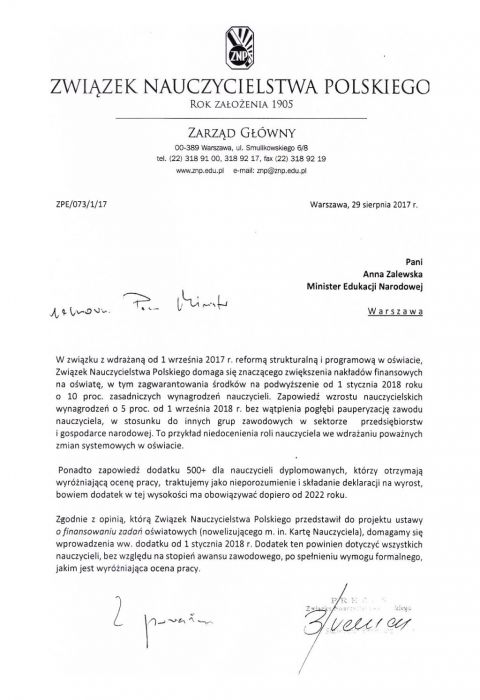 pismo podwyzki